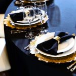 Fata de masa Best Cotton - rotunda cu diametrul 240 cm, Damasc Saten DeLux, 100% bumbac, bleumarin