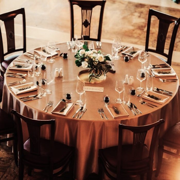 Fata de masa Best Cotton - rotunda cu diametrul 240 cm, Damasc Saten DeLux, 100% bumbac, ciocolata - imagine 5