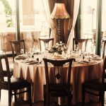 Fata de masa Best Cotton - rotunda cu diametrul 240 cm, Damasc Saten DeLux, 100% bumbac, ciocolata