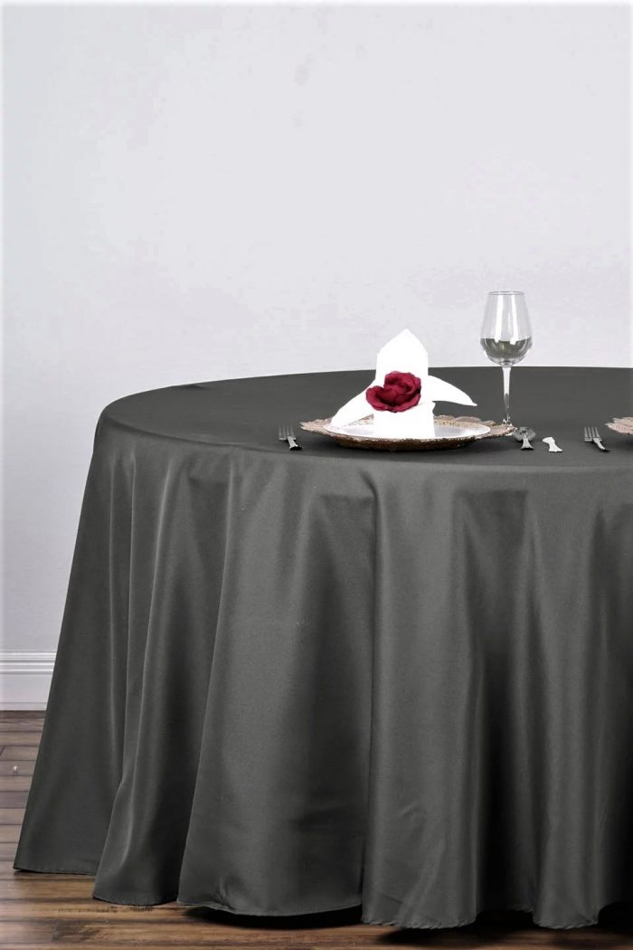 Fata de masa Best Cotton - rotunda cu diametrul 240 cm, Damasc Saten DeLux, 100% bumbac, gri taupe - imagine 2