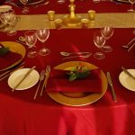 Fata de masa Best Cotton - rotunda cu diametrul 240 cm, Damasc Saten DeLux, 100% bumbac, rosie - imagine 4