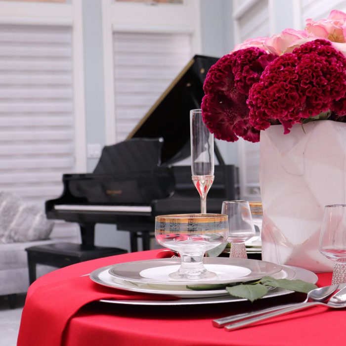 Fata de masa Best Cotton - rotunda cu diametrul 240 cm, Damasc Saten DeLux, 100% bumbac, rosie - imagine 2