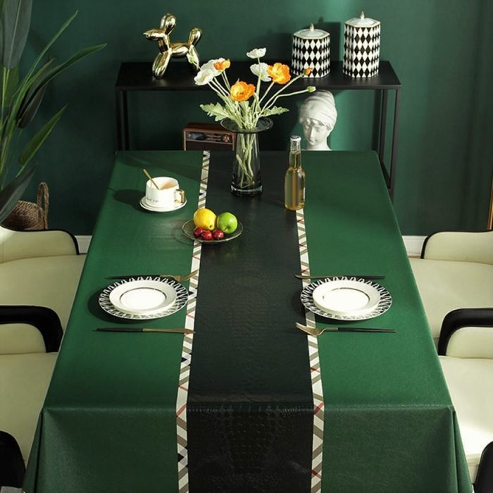 Fata de masa Best Cotton - 180x300 cm, Damasc Saten DeLux, 100% bumbac, verde smarald - imagine 4