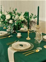 Fata de masa Best Cotton - 150x240 cm, Damasc Saten DeLux, 100% bumbac, verde smarald - imagine 2