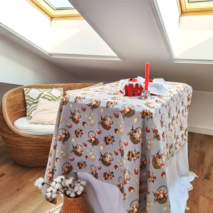 Fata de masa Best Cotton - Paste, 160x160 cm, 100% bumbac, tesatura gofrata, gri 2 - imagine 5