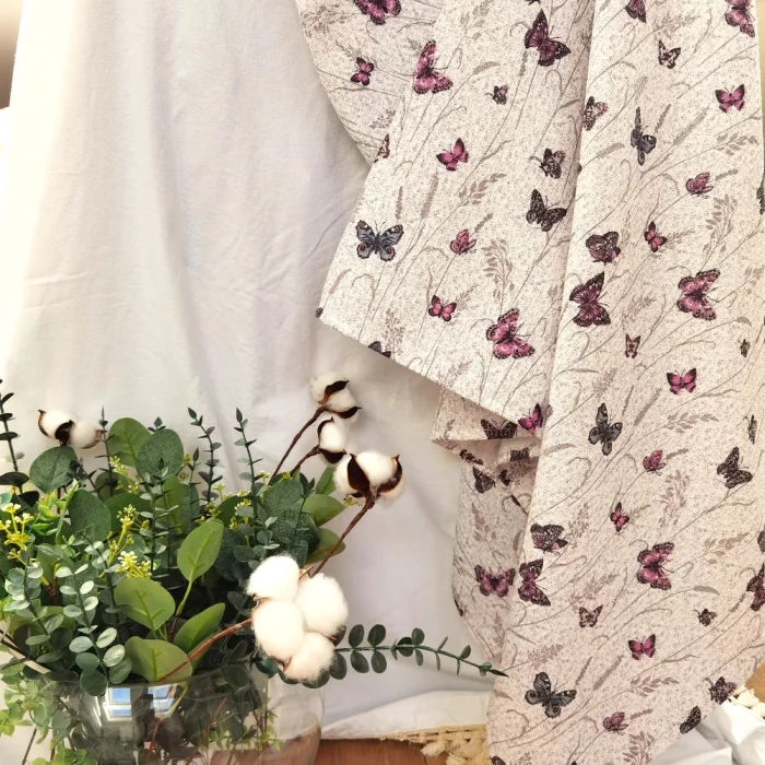 Fata de masa Best Cotton - Paste 160x160 cm, 100% bumbac, tesatura gofrata, fluturi mov - imagine 4