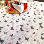 Fata de masa Best Cotton - Paste 160x160 cm, 100% bumbac, tesatura gofrata, fluturi mov - imagine 2