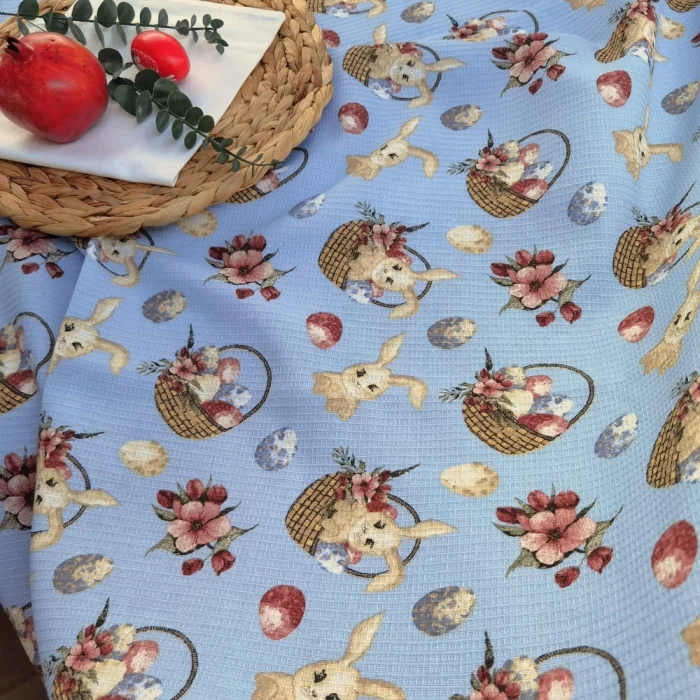 Fata de masa Best Cotton - Paste, 160x160 cm, 100% bumbac, tesatura gofrata, bleu 2 - imagine 4