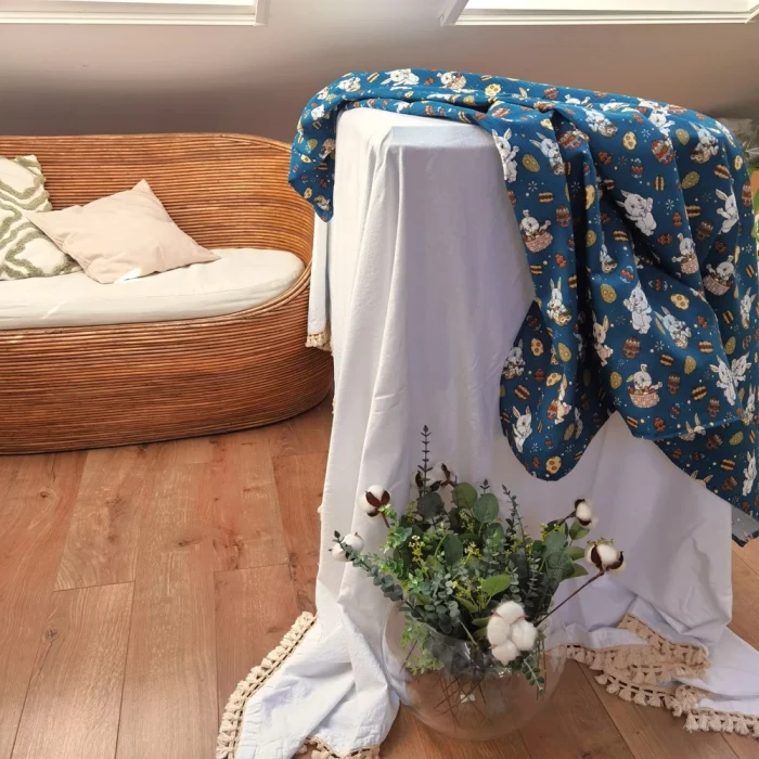 Fata de masa Best Cotton - Paste, 160x160 cm, 100% bumbac, tesatura gofrata, aquamarine 2 - imagine 2