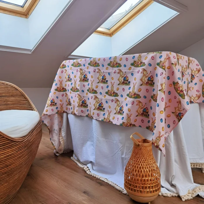 Fata de masa Best Cotton - Paste, 160x160 cm, 100% bumbac, tesatura gofrata, roz 1 - imagine 2