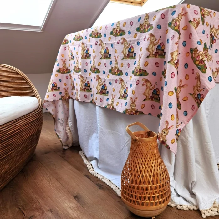 Fata de masa Best Cotton - Paste, 160x160 cm, 100% bumbac, tesatura gofrata, roz 1 - imagine 6