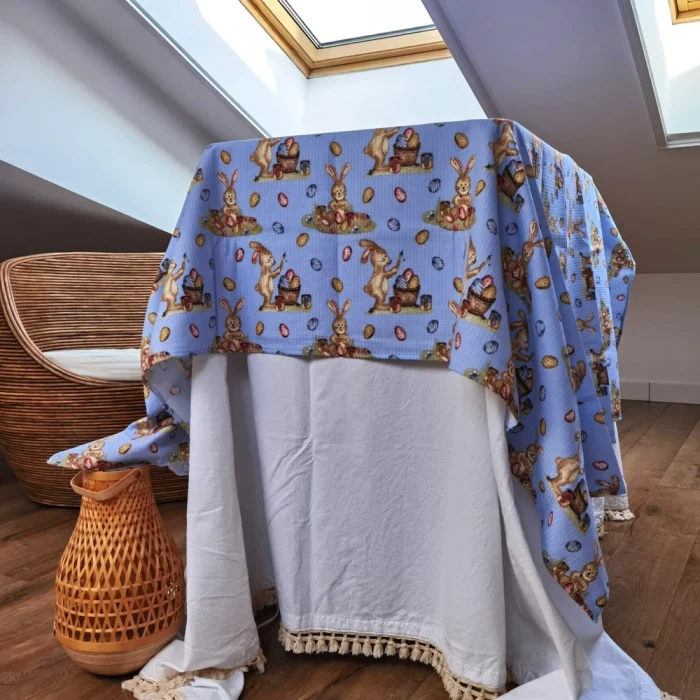 Fata de masa Best Cotton - Paste, 160x160 cm, 100% bumbac, tesatura gofrata, bleu 1 - imagine 2