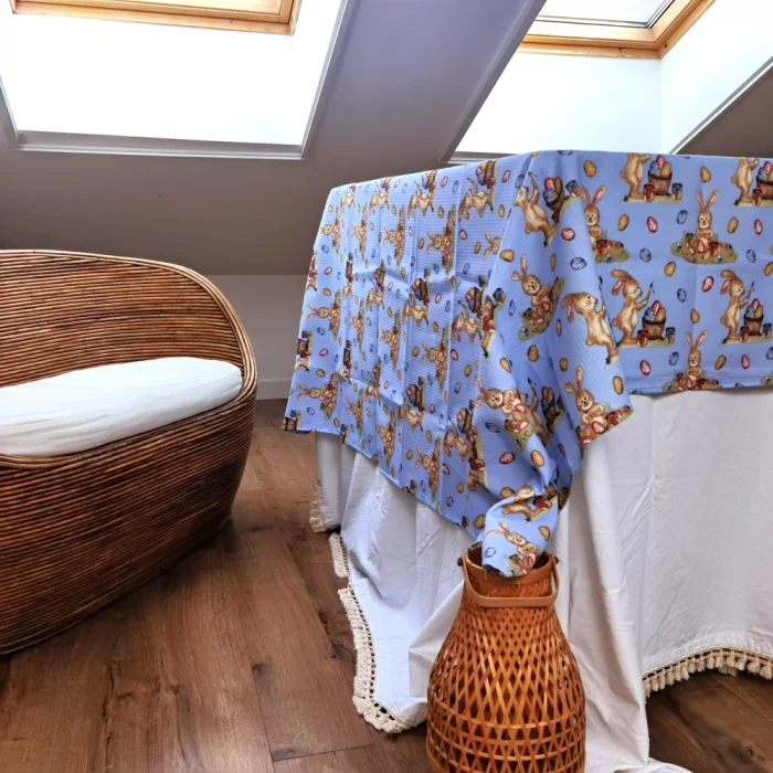 Napron decorativ pentru masa Best Cotton - Paste, 55x180 cm, 100% bumbac, tesatura gofrata, bleu 1 - imagine 3