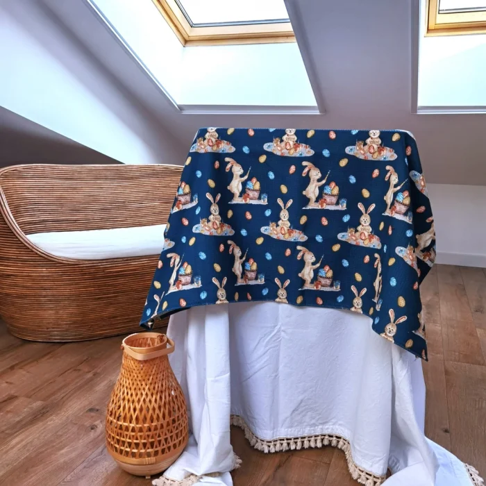 Fata de masa Best Cotton - Paste, 160x160 cm, 100% bumbac, tesatura gofrata, aquamarine 1 - imagine 3