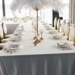 Fata de masa Best Cotton - 180x300 cm, Damasc Saten DeLux, 100% bumbac, alb