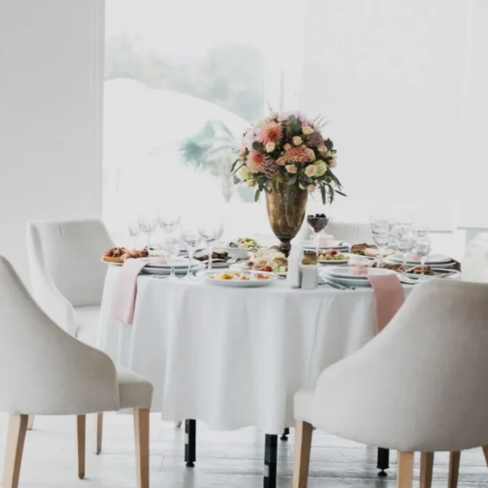 Fata de masa Best Cotton - rotunda cu diametrul 240 cm, 100% bumbac, Damasc Saten DeLux, alb - imagine 2