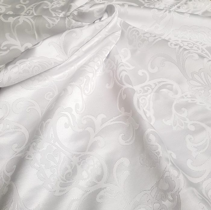 Fata de masa Best Cotton - Jacquard sedef, decor oriental, alb - 1 - imagine 3