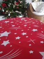 Fata de masa Best Cotton Stars - 100x150 cm, 100% bumbac , rosie cu motive de Craciun