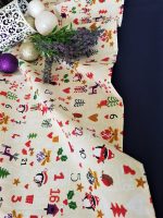 Fata de masa albastra cu napron crem Best Cotton Winter 27 - creton, 180x220 cm + 45x180 cm, 100% bumbac - imagine 3