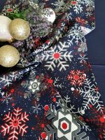 Fata de masa albastra cu napron albastru Best Cotton Winter 28 - creton, 180x220 cm + 45x180 cm, 100% bumbac