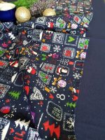 Fata de masa albastra cu napron albastru Best Cotton Winter 30 - creton, 180x220 cm + 45x180 cm, 100% bumbac