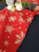 Fata de masa albastra cu napron rosu Best Cotton Winter 25 - creton, 180x220 cm + 45x180 cm, 100% bumbac - imagine 3