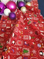 Fata de masa albastra cu napron rosu Best Cotton Winter 26 - creton, 180x220 cm + 45x180 cm, 100% bumbac - imagine 4