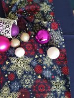 Fata de masa albastra cu napron albastru Best Cotton Winter 29 - creton, 180x220 cm + 45x180 cm, 100% bumbac - imagine 3