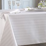 Fata de masa Best Cotton - 150x220 cm, 100% bumbac, damasc cu latime dungi 2.5 cm, alb, - imagine 6