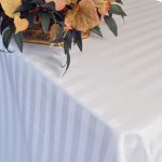 Fata de masa Best Cotton - 150x220 cm, 100% bumbac, damasc cu latime dungi 2.5 cm, alb,