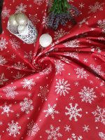 Fata de masa Best Cotton Winter 01 - 180x220 cm, 100% bumbac , rosu cu motive de Craciun