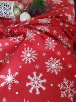 Fata de masa Best Cotton Winter 01 - 180x220 cm, 100% bumbac , rosu cu motive de Craciun - imagine 2