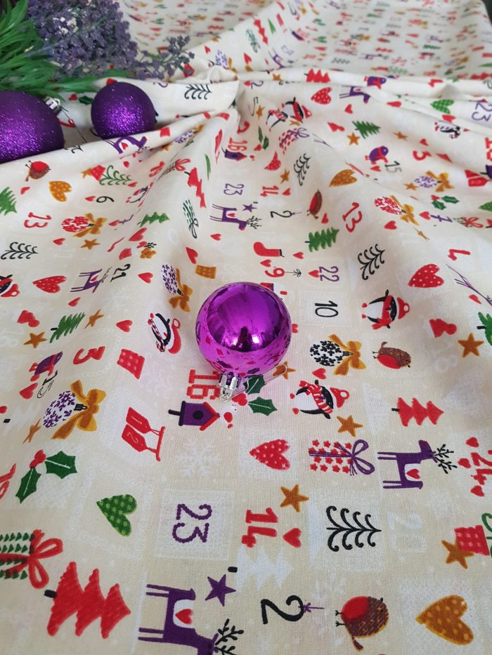 Fata de masa Best Cotton Winter 03 - 180x220 cm, 100% bumbac , crem cu motive de Craciun - imagine 3