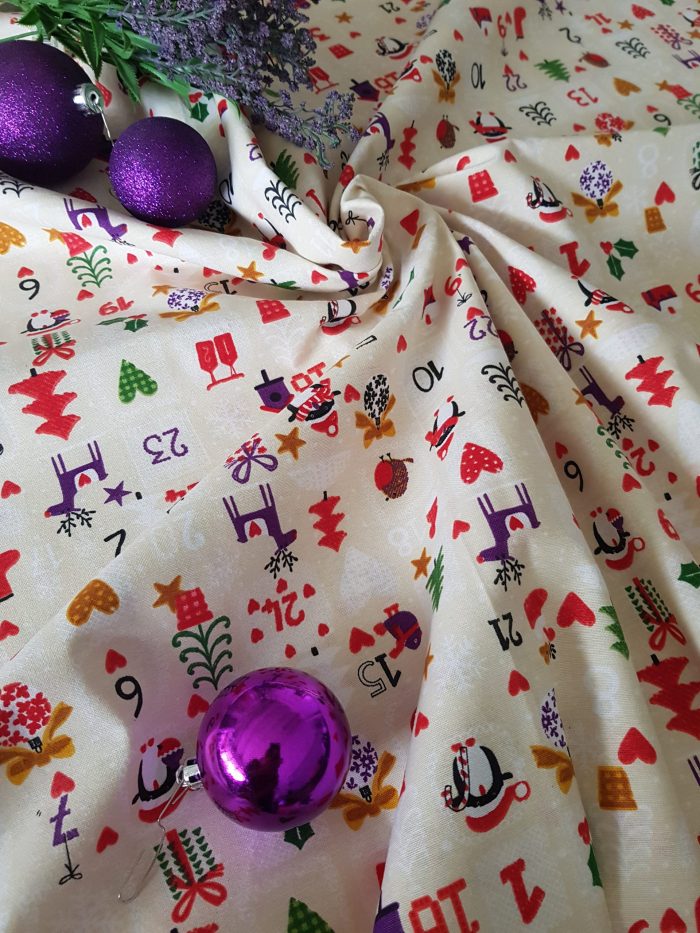 Fata de masa Best Cotton Winter 03 - 180x220 cm, 100% bumbac , crem cu motive de Craciun - imagine 2