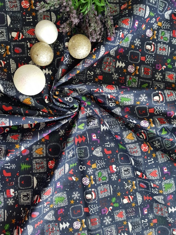 Fata de masa Best Cotton Winter 05 - 180x220 cm, 100% bumbac , albastru cu motive de Craciun - imagine 2