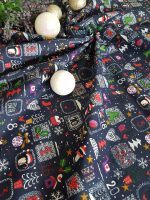 Fata de masa Best Cotton Winter 05 - 180x220 cm, 100% bumbac , albastru cu motive de Craciun