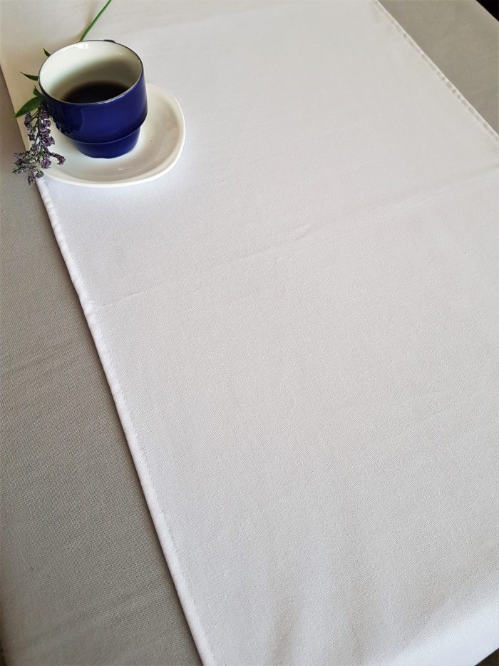 Fata de masa gri cu napron alb uni Best Cotton Winter 20 - creton, 180x220 cm + 45x180 cm, 100% bumbac - imagine 5