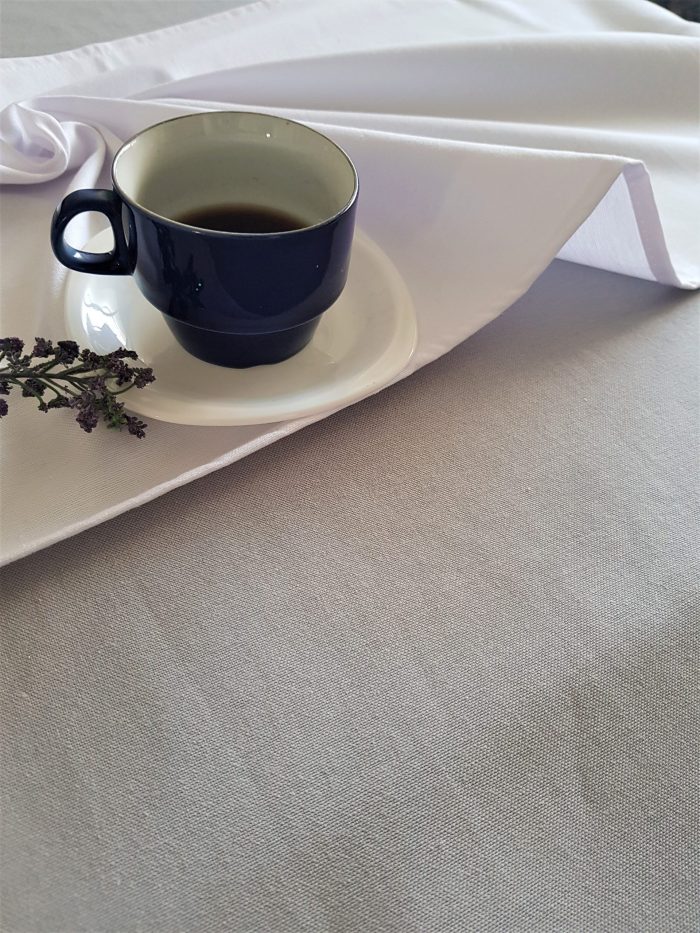 Fata de masa gri cu napron alb uni Best Cotton Winter 20 - creton, 180x220 cm + 45x180 cm, 100% bumbac - imagine 4