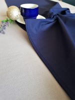 Fata de masa gri cu napron albastru uni Best Cotton Winter 22 - creton, 180x220 cm + 45x180 cm, 100% bumbac