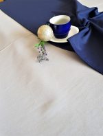 Fata de masa gri cu napron albastru uni Best Cotton Winter 22 - creton, 180x220 cm + 45x180 cm, 100% bumbac - imagine 4