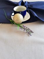 Fata de masa gri cu napron albastru uni Best Cotton Winter 22 - creton, 180x220 cm + 45x180 cm, 100% bumbac - imagine 2