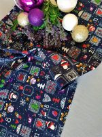 Fata de masa gri cu napron albastru Best Cotton Winter 23 - creton, 180x220 cm + 45x180 cm, 100% bumbac - imagine 3