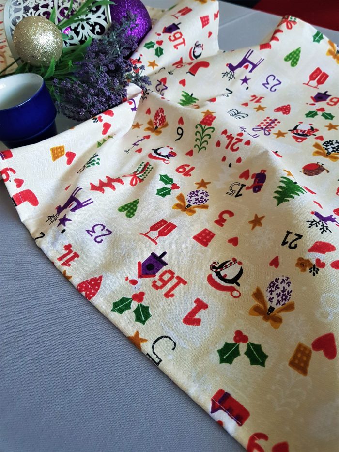 Fata de masa gri cu napron crem Best Cotton Winter 19 - creton, 180x220 cm + 45x180 cm, 100% bumbac - imagine 5