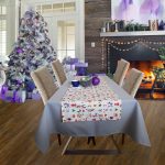 Napron Best Cotton Winter 03 - 45x180 cm, 100% bumbac , crem cu motive de Craciun - imagine 4