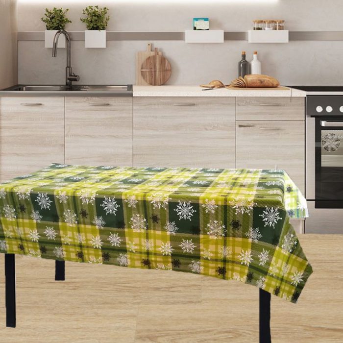 Fata de masa Best Cotton Snow - 160x160 cm, 100% bumbac , verde cu motive de Craciun - imagine 3