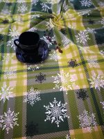 Fata de masa Best Cotton Snow - 160x160 cm, 100% bumbac , verde cu motive de Craciun