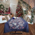 Fata de masa albastra cu napron albastru Best Cotton Winter 28 - creton, 180x220 cm + 45x180 cm, 100% bumbac - imagine 2