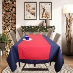 Fata de masa albastra cu napron rosu uni Best Cotton Winter - creton, 180x220 cm + 45x180 cm, 100% bumbac - imagine 2