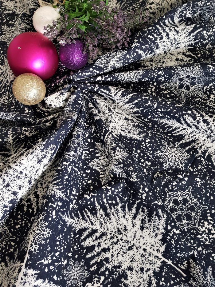 Fata de masa Best Cotton Winter 08 - 180x220 cm, 100% bumbac , albastru cu motive de Craciun - imagine 3