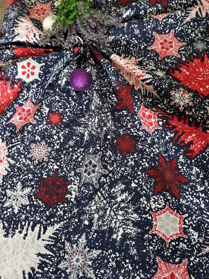 Fata de masa Best Cotton Winter 07 - 180x220 cm, 100% bumbac , albastru cu motive de Craciun - imagine 3